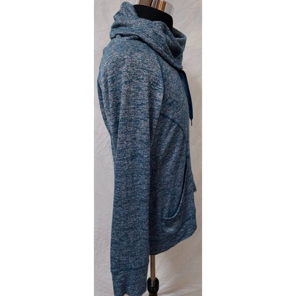 Reebok Large Green Cowl Neck Long Sleeve Roo Pocket Stretch Hoodie Sweatshirt - Picture 6 of 11